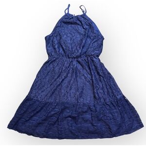 ANDRÉ BY UNIT Navy Blue Lace Halter Dress Women's Size S Knee Length